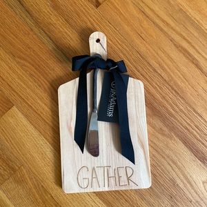NWT JKAdams wood cutting board mini charcuterie board w/ spreader “GATHER”